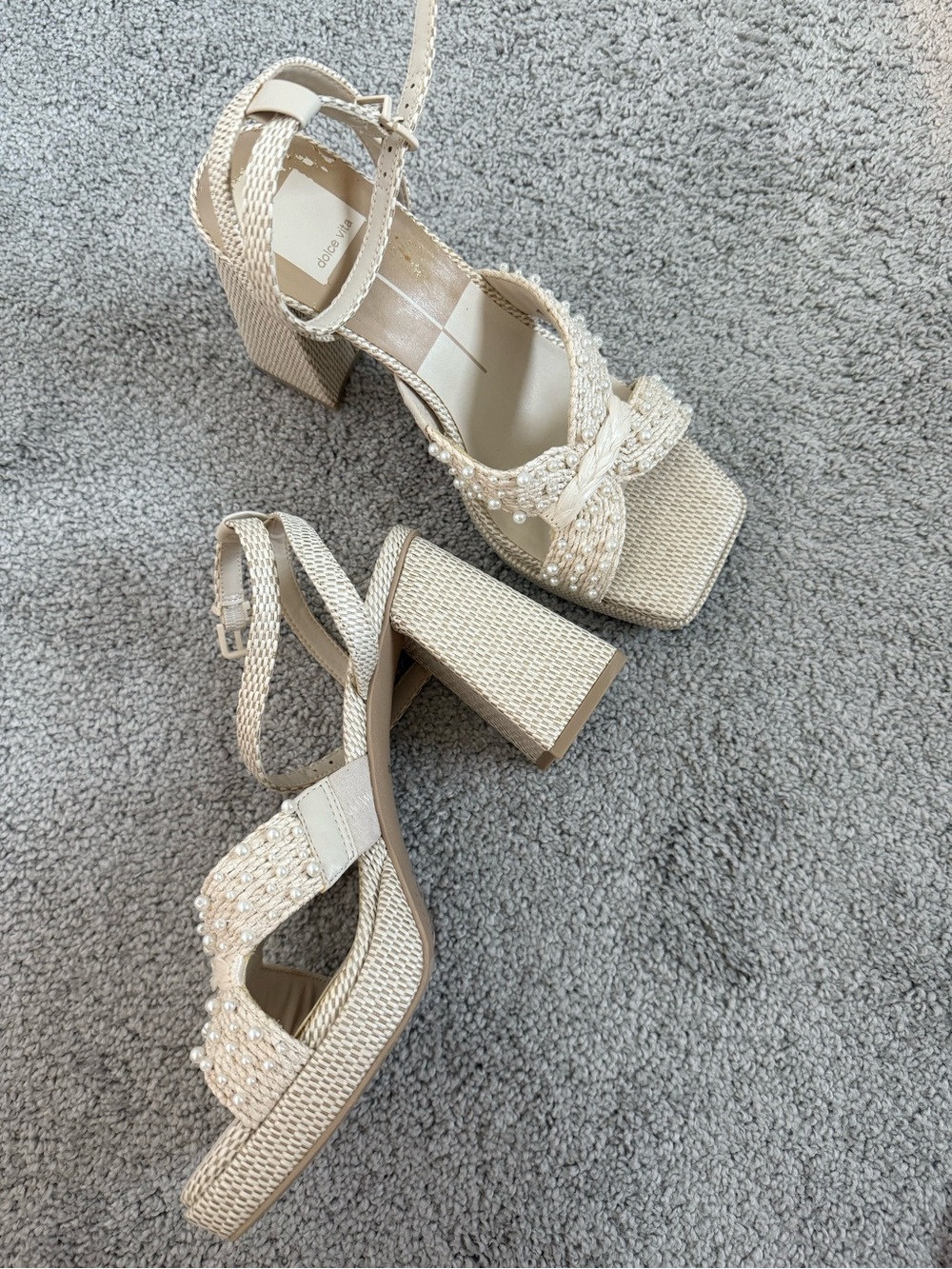 Dolce Vita Aries Pearl-Embellished Block Heel Sandals - Picture 8 of 10